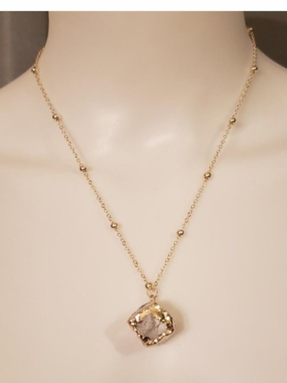 New Gold Chain Necklace Cubic crystal charm Melted gold